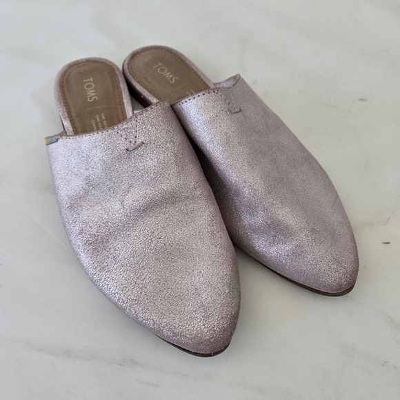 Tom’s Pink Metallic Jutti Mule Slip-on Flats Size 8 - Picture 5 of 15